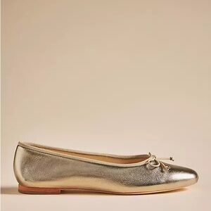 Maeve The Sabina Metallic Gold Leather Flats, Women’s 8